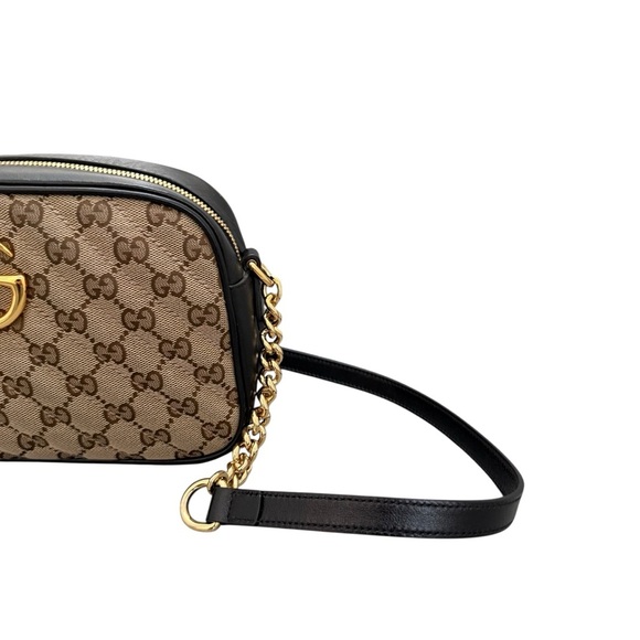 Authentic Gucci Monogram Matelasse Diagonal Small GG Marmont Chain Shoulder Bag - Picture 6 of 9